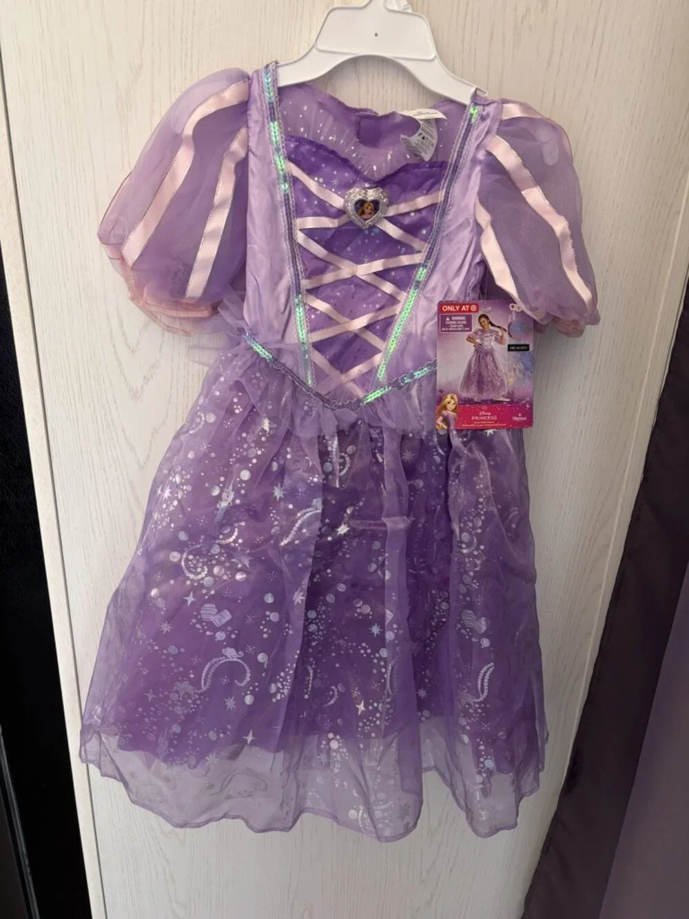 Princess Rapunzel & WIG 7/8 Halloween Costume Purple Dress Tangled Girls Disney